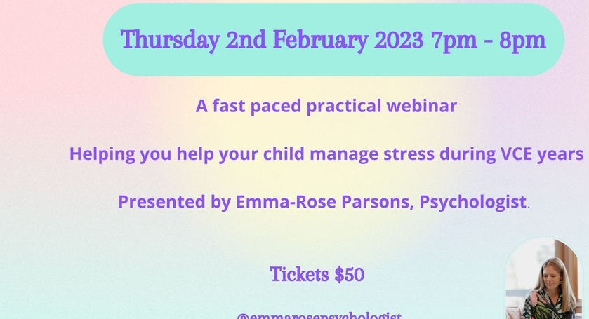 Webinar: Stress Management for parents of VCE students