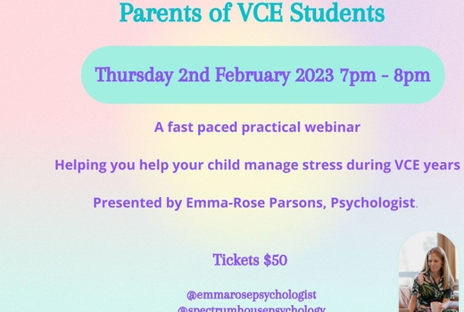 Webinar: Stress Management for parents of VCE students