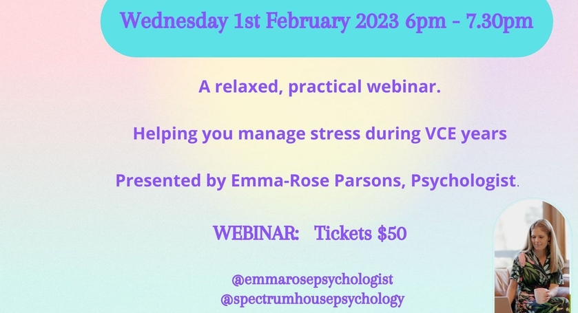 Webinar: Stress Management for VCE Students